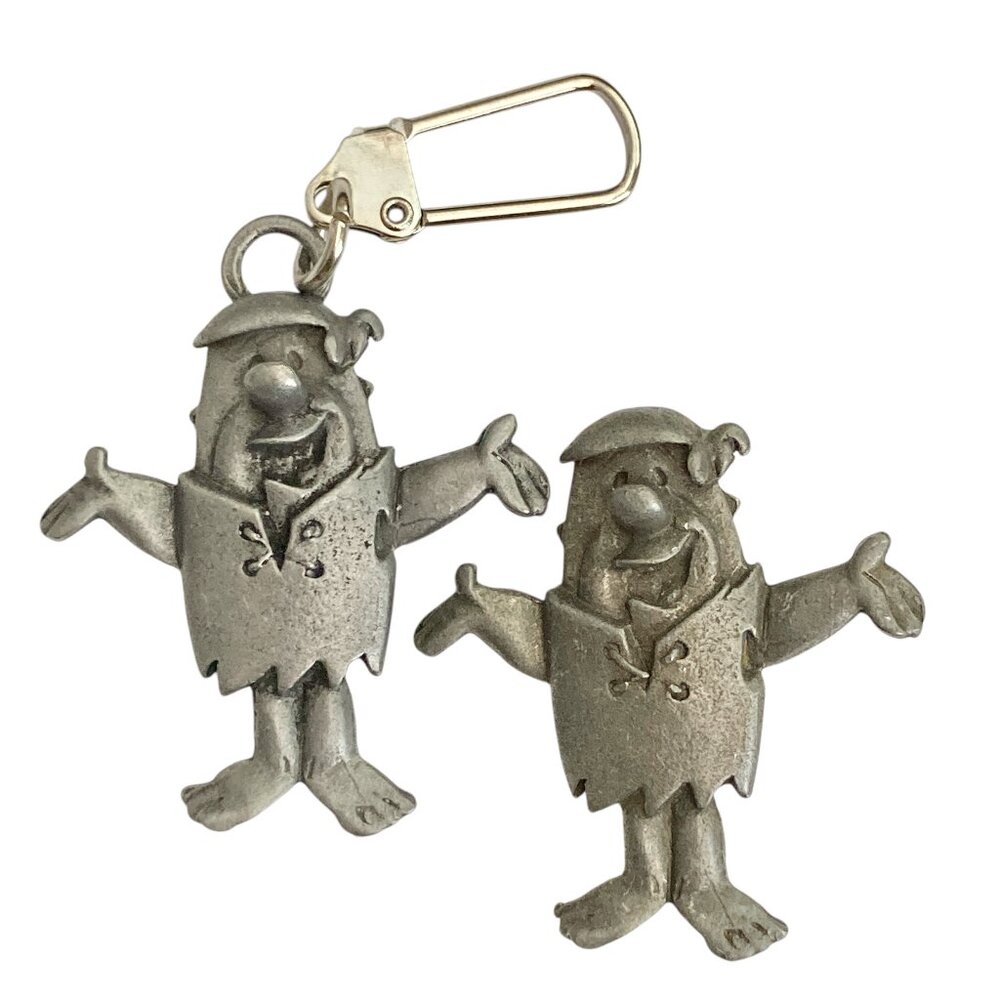 Vtg Fred Barney Flintstone Pin Zipper Pull Set Warner Bros Purse Backpack Charm
